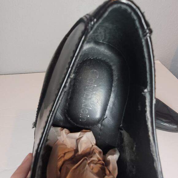 Calvin Klein Brodie Black Patent Mens Size 8.5 Oxfords Lace Leather Dress Shoes - Picture 3 of 16